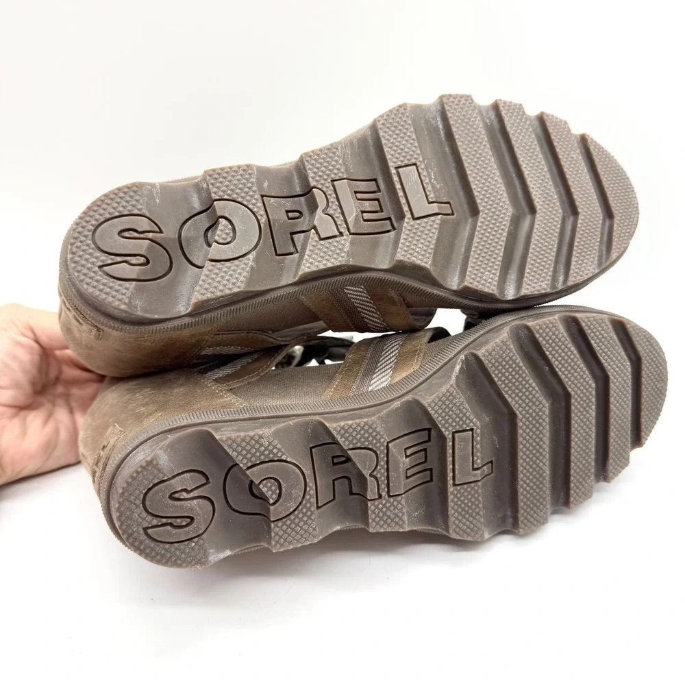 Sorel Joanie II Lace Up Open Toe Comfort Wedge Sandal Taupe Tan Womens‎ Size 11